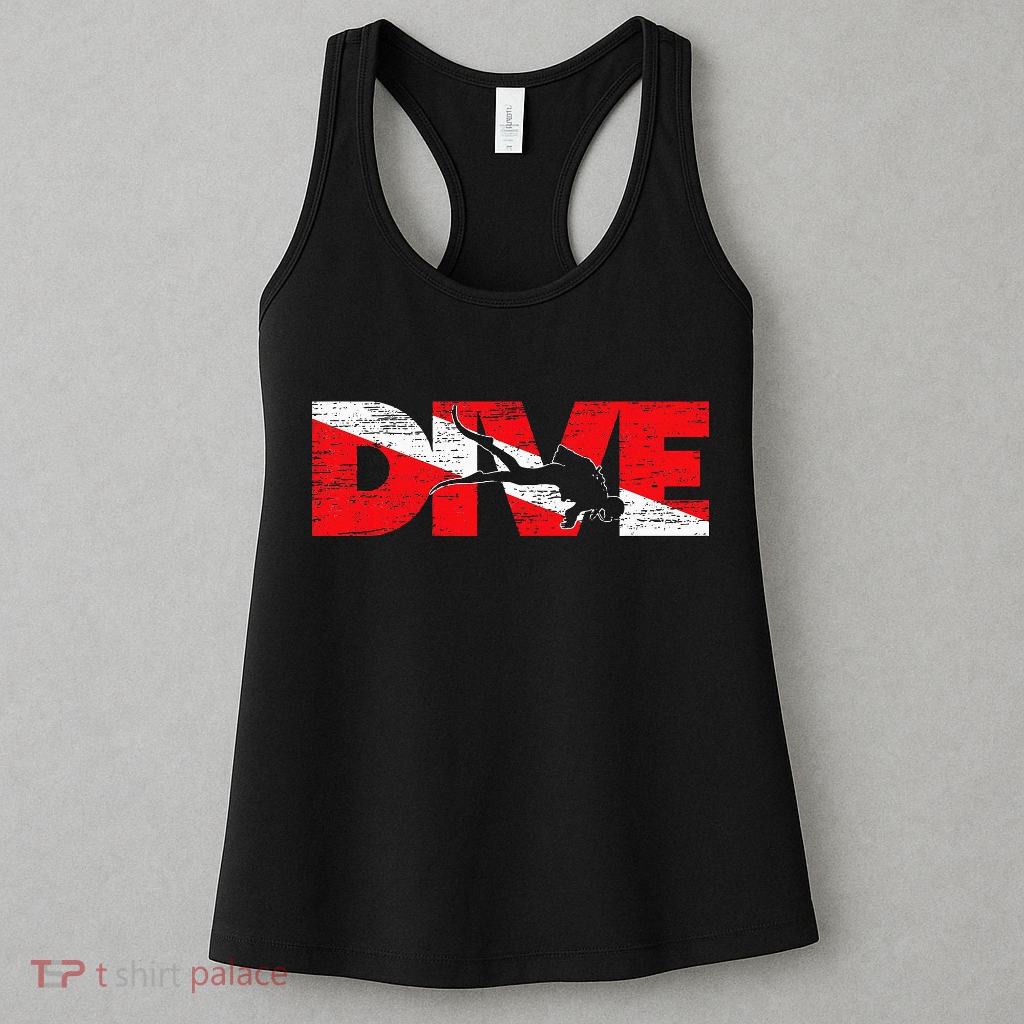 Dive Flag Diver Down Aquaholic Scuba Diving Ocean Life Women's Tank Top