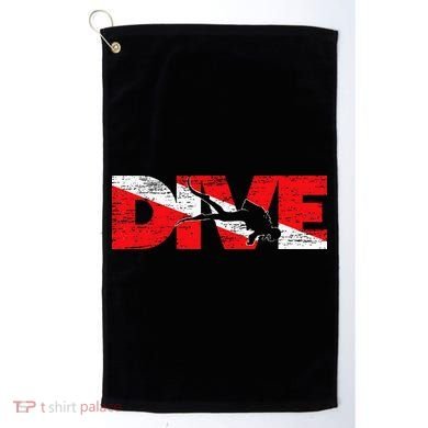 Dive Flag Diver Down Aquaholic Scuba Diving Ocean Life Golf Towel