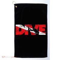 Dive Flag Diver Down Aquaholic Scuba Diving Ocean Life Golf Towel thumb 0