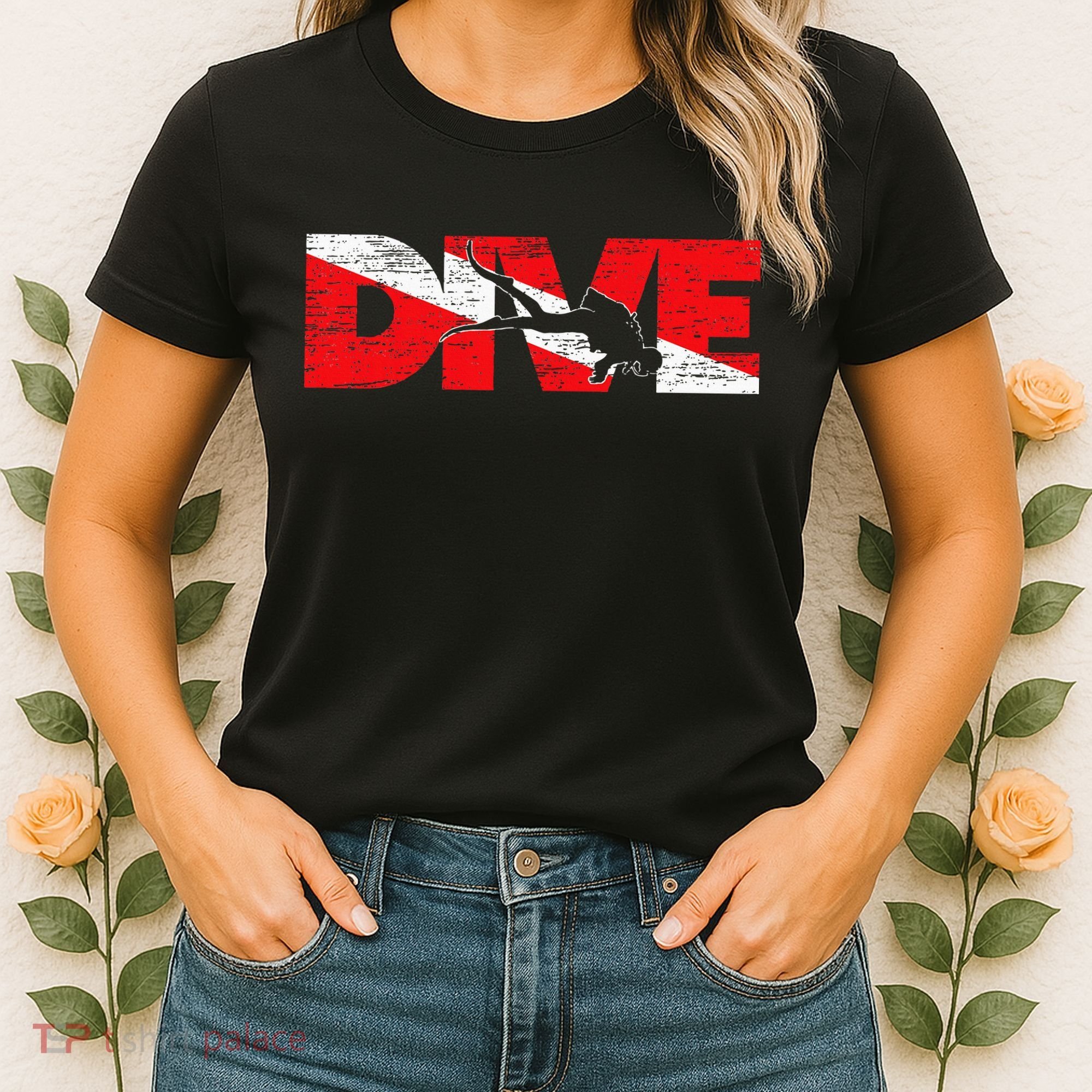 Dive Flag Diver Down Aquaholic Scuba Diving Ocean Life Women's T-Shirt