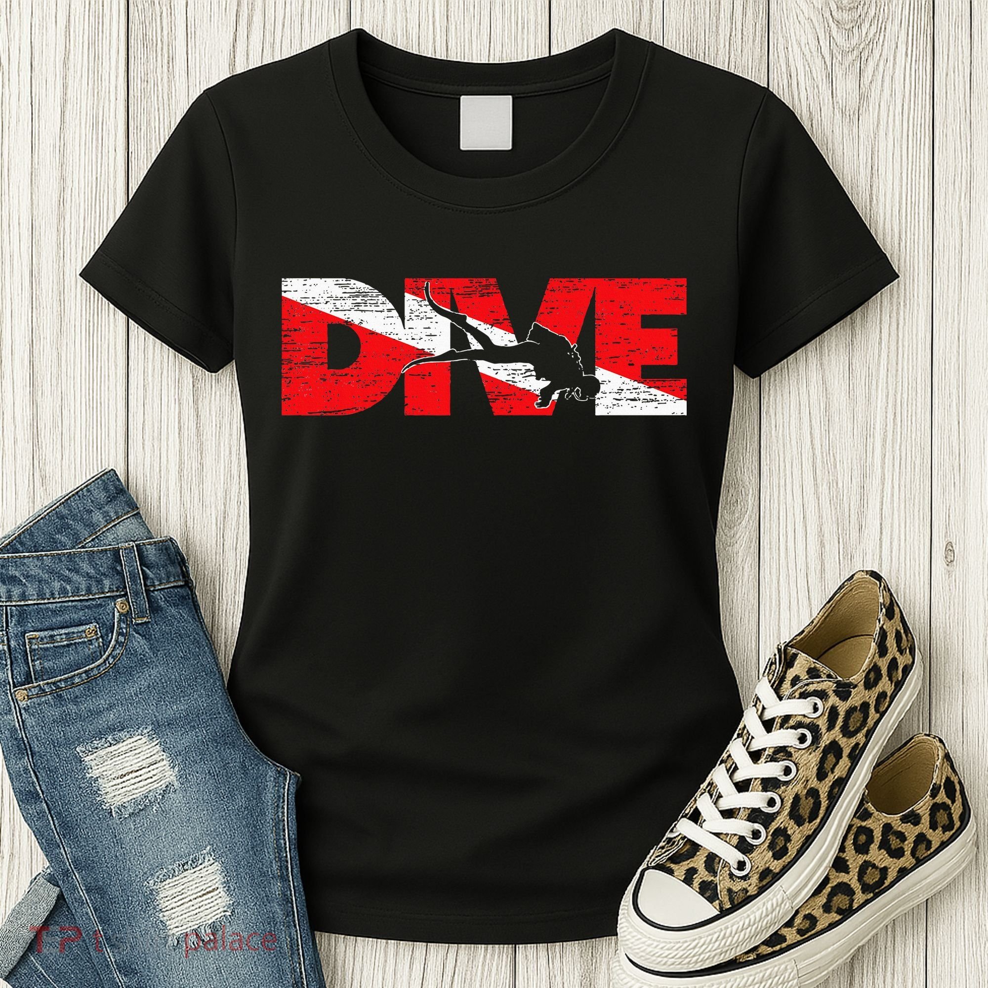 Dive Flag Diver Down Aquaholic Scuba Diving Ocean Life Women's T-Shirt