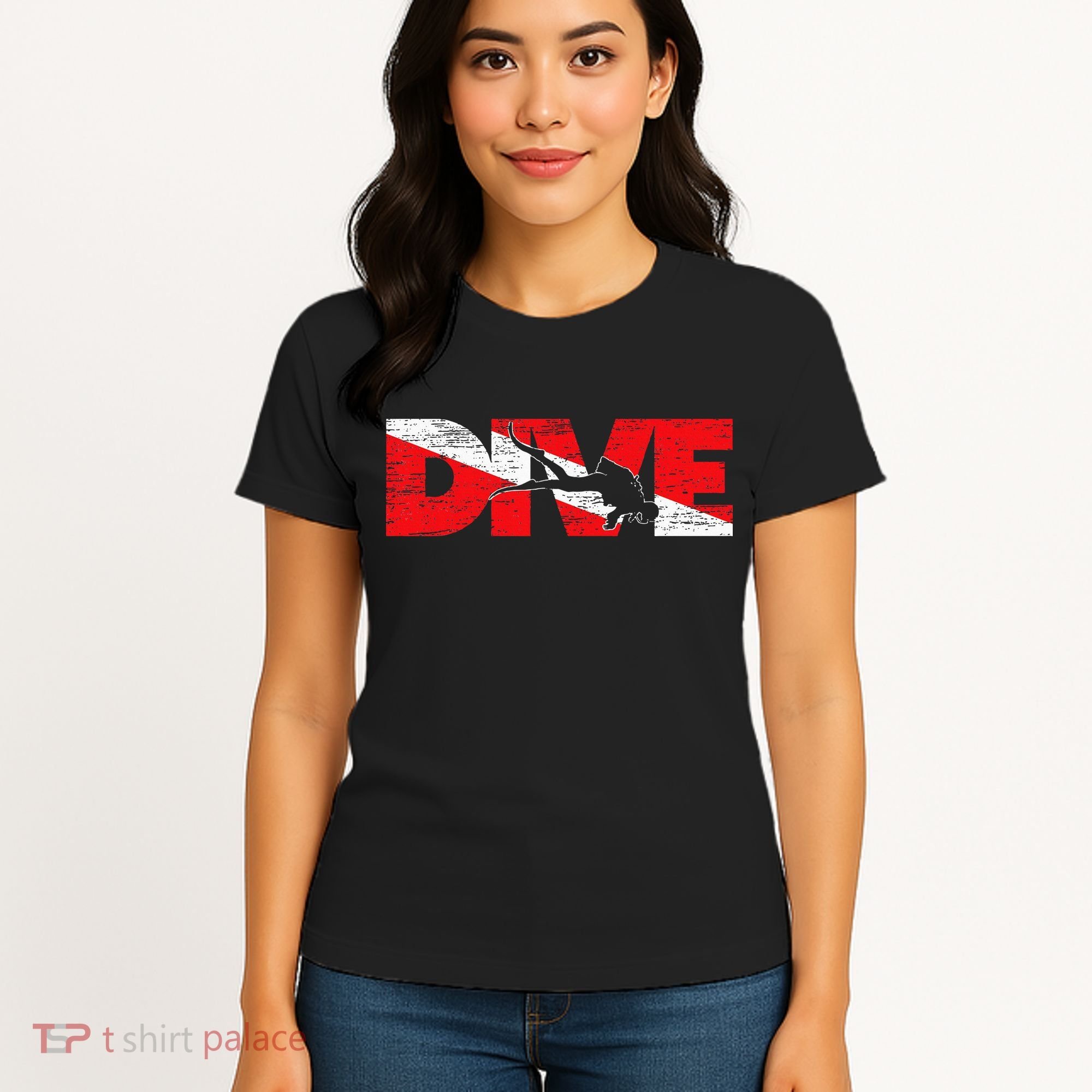 Dive Flag Diver Down Aquaholic Scuba Diving Ocean Life Women's T-Shirt