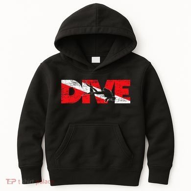 Dive Flag Diver Down Aquaholic Scuba Diving Ocean Life Kids Hoodie