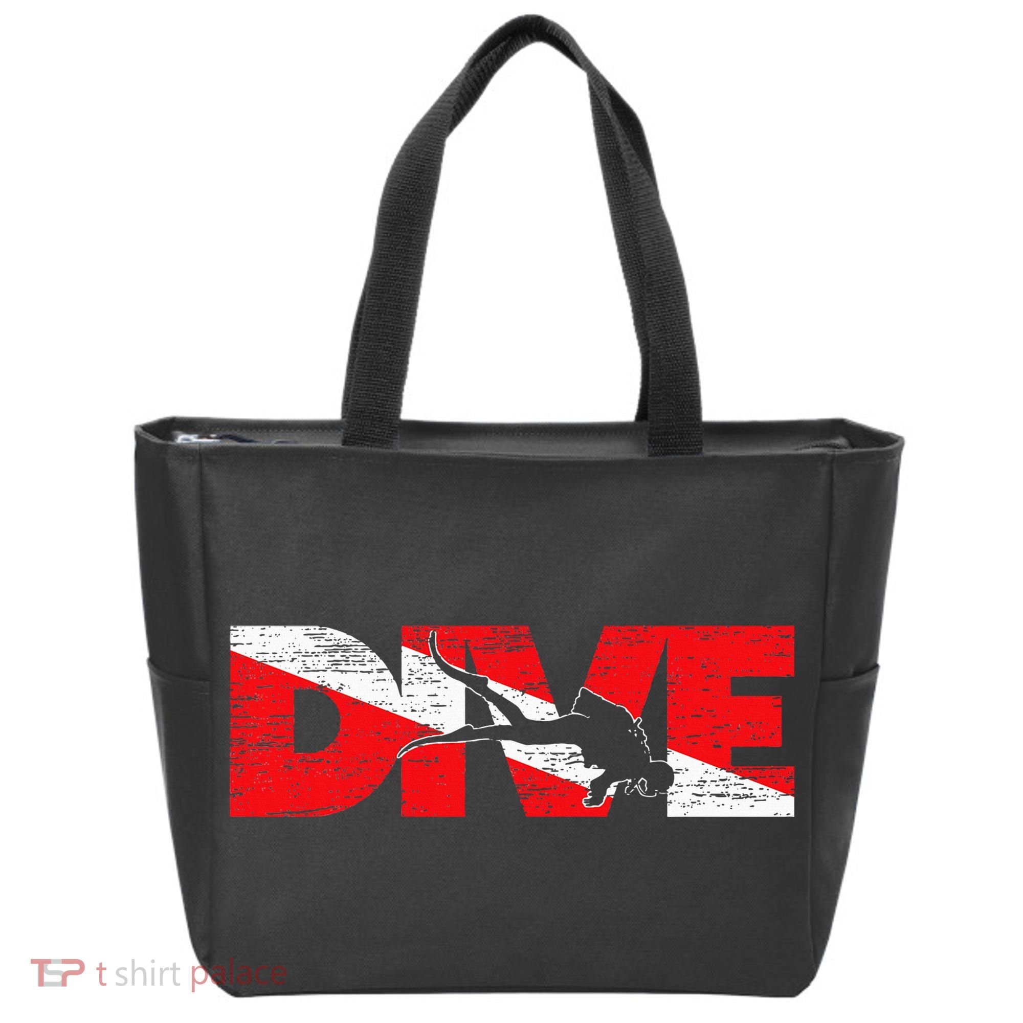 Dive Flag Diver Down Aquaholic Scuba Diving Ocean Life Tote Bag