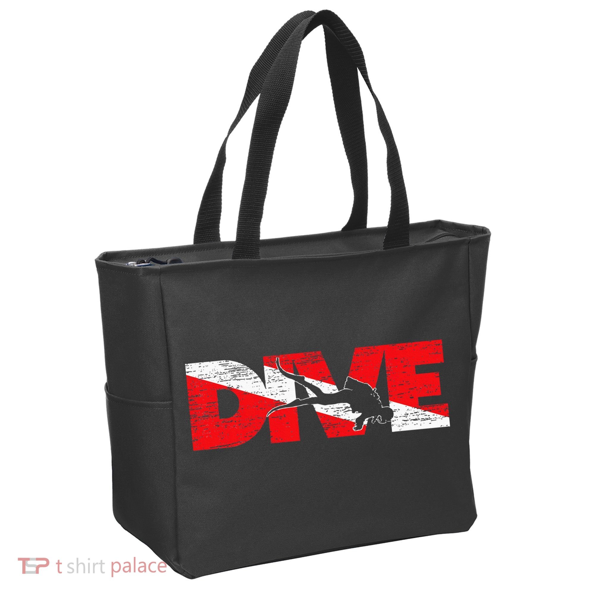 Dive Flag Diver Down Aquaholic Scuba Diving Ocean Life Tote Bag