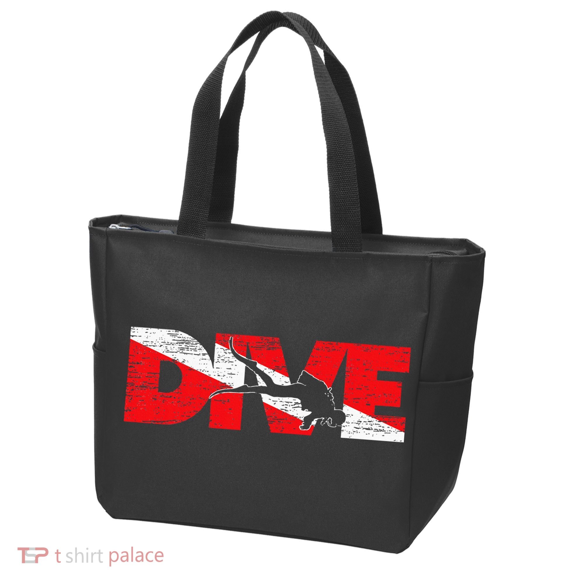 Dive Flag Diver Down Aquaholic Scuba Diving Ocean Life Tote Bag