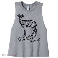 DillDoe Funny Deer Dill Doe Pickle Meme Mashup Women's Racerback Cropped Tank thumb 0