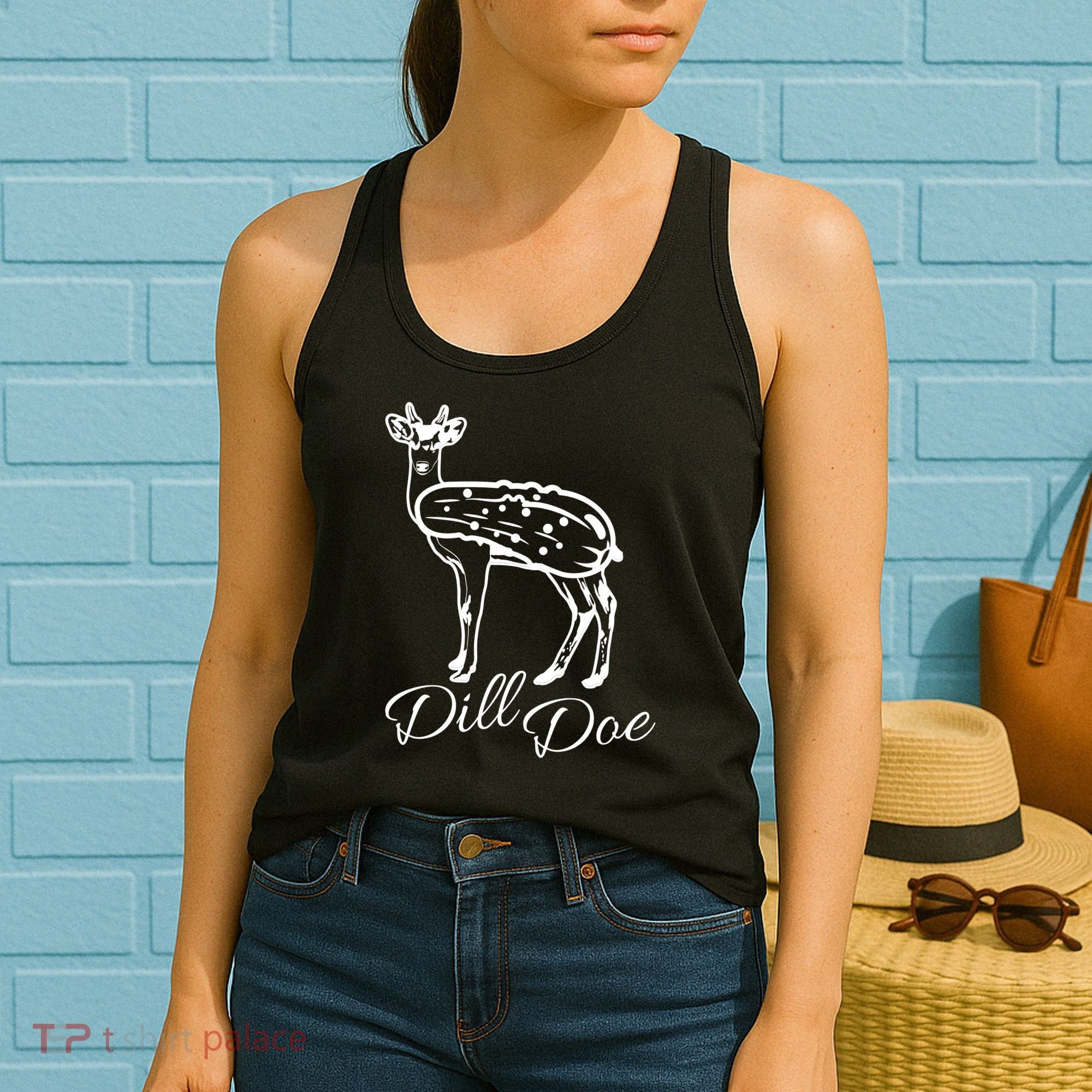 DillDoe Funny Deer Dill Doe Pickle Meme Mashup Women's Tank Top