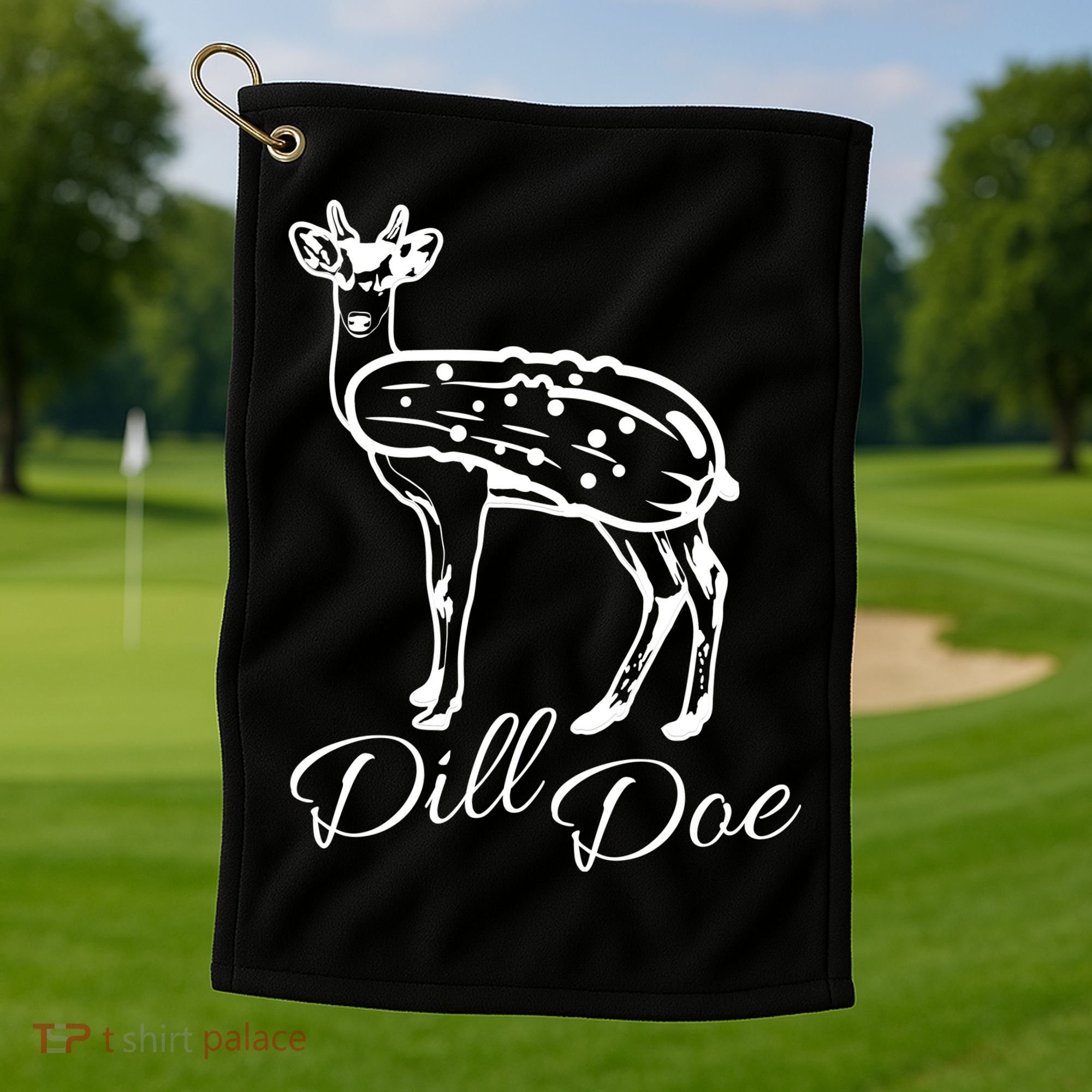 DillDoe Funny Deer Dill Doe Pickle Meme Mashup Golf Towel