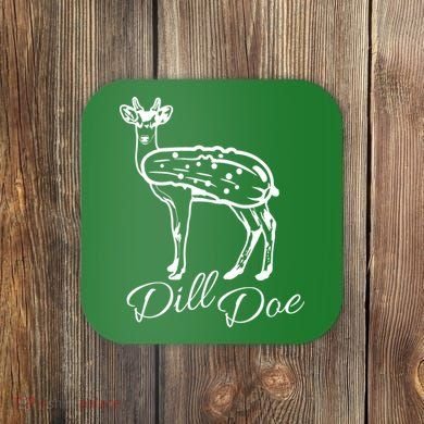 DillDoe Funny Deer Dill Doe Pickle Meme Mashup Coaster