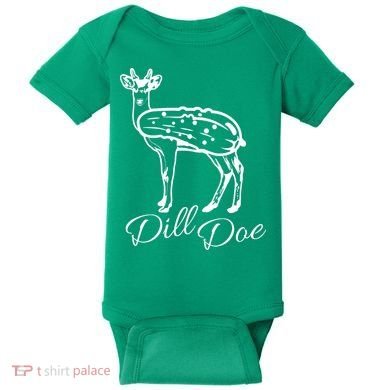 DillDoe Funny Deer Dill Doe Pickle Meme Mashup Baby Bodysuit