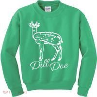 DillDoe Funny Deer Dill Doe Pickle Meme Mashup Kids Sweatshirt thumb 0