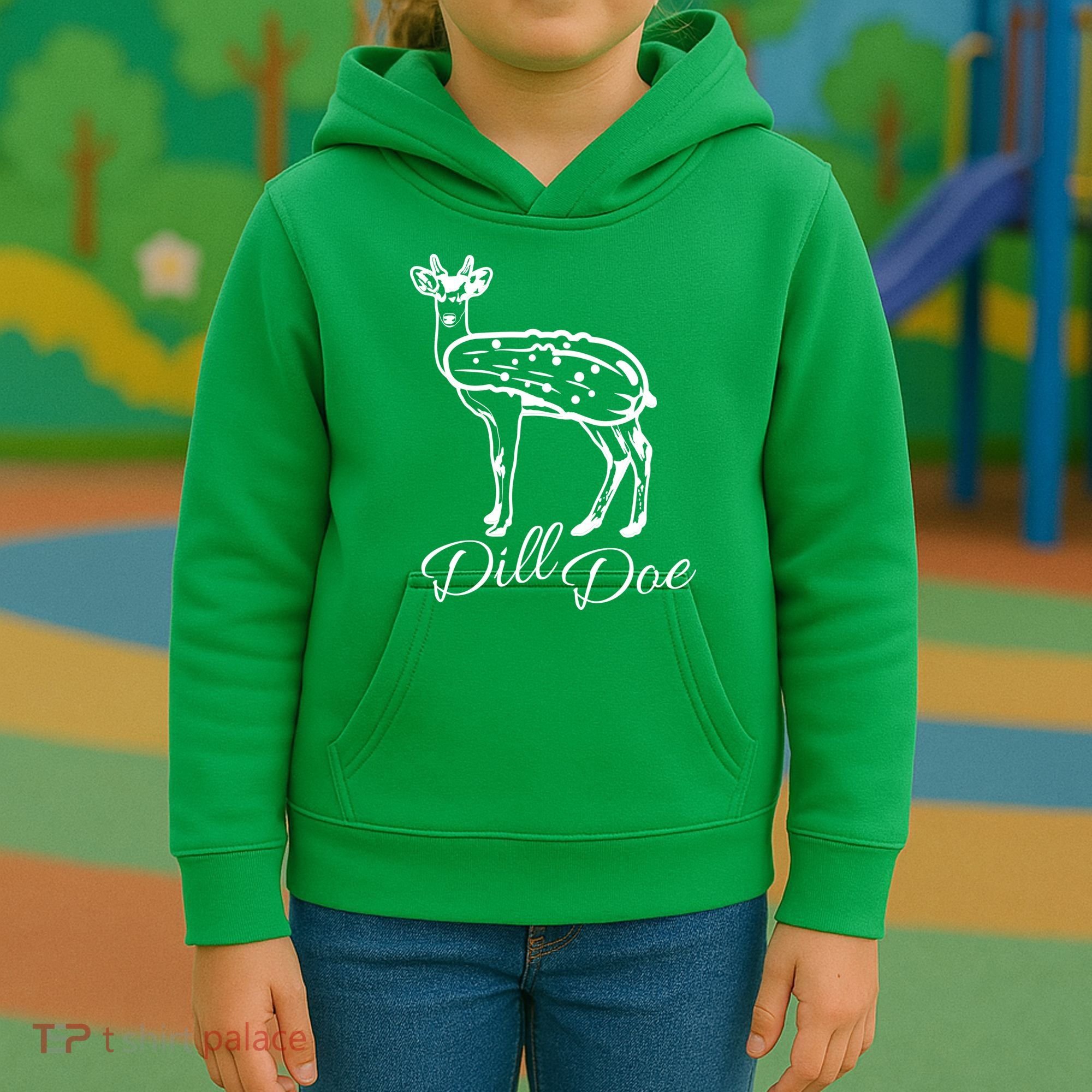 DillDoe Funny Deer Dill Doe Pickle Meme Mashup Kids Hoodie