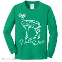 DillDoe Funny Deer Dill Doe Pickle Meme Mashup Kids Long Sleeve Shirt thumb 0