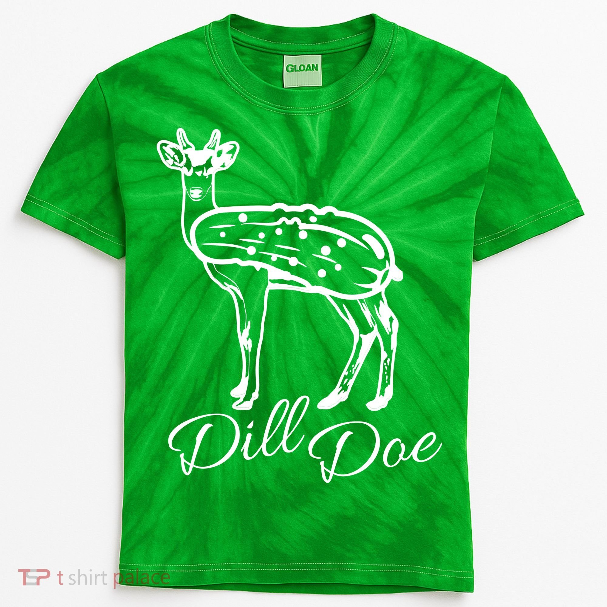 DillDoe Funny Deer Dill Doe Pickle Meme Mashup Kids Tie-Dye T-Shirt