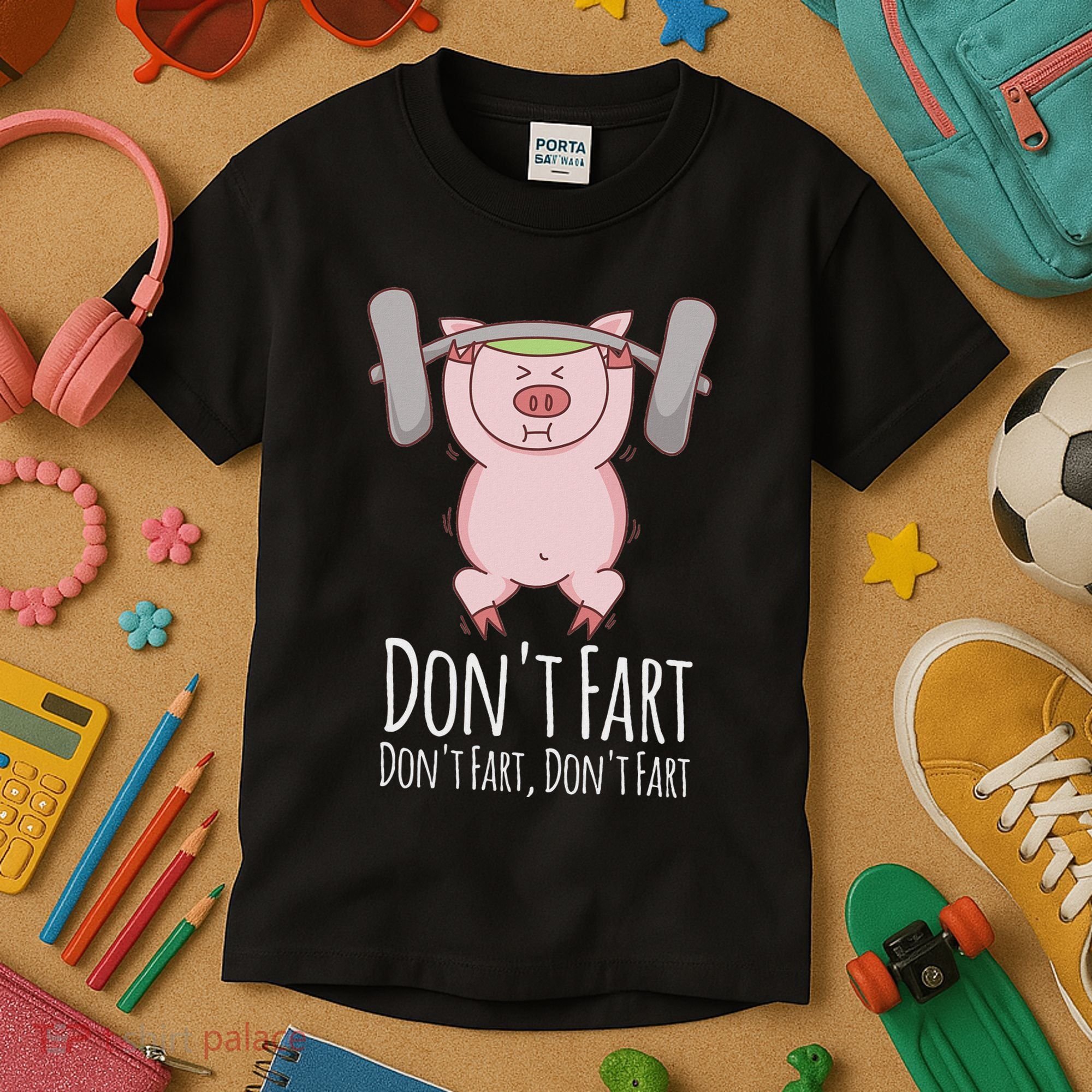 DonT Fart Funny Fitness Gym Workout Squats Kids T-Shirt