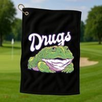 Drugs Frog Funny Golf Towel thumb 1