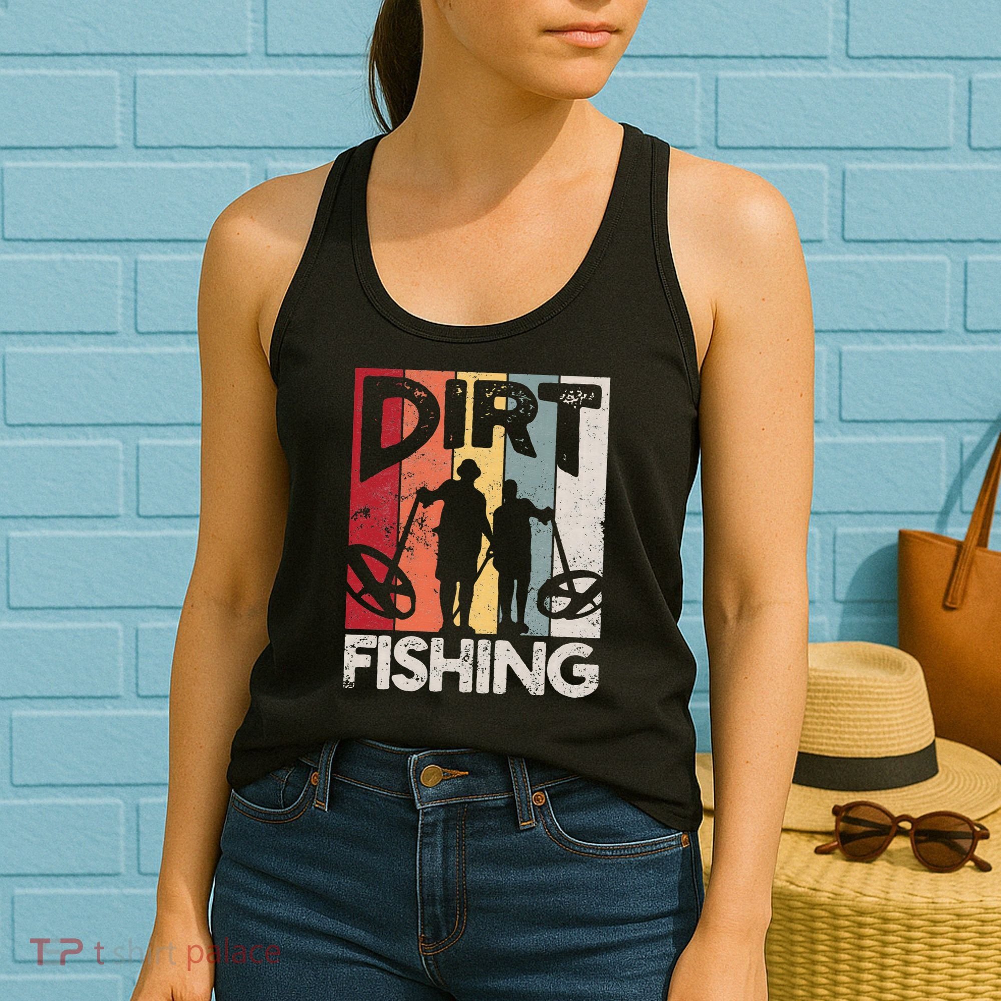 Dirt Fishing Funny Beach Treasure Detecting Metal Detector Women's Tank Top