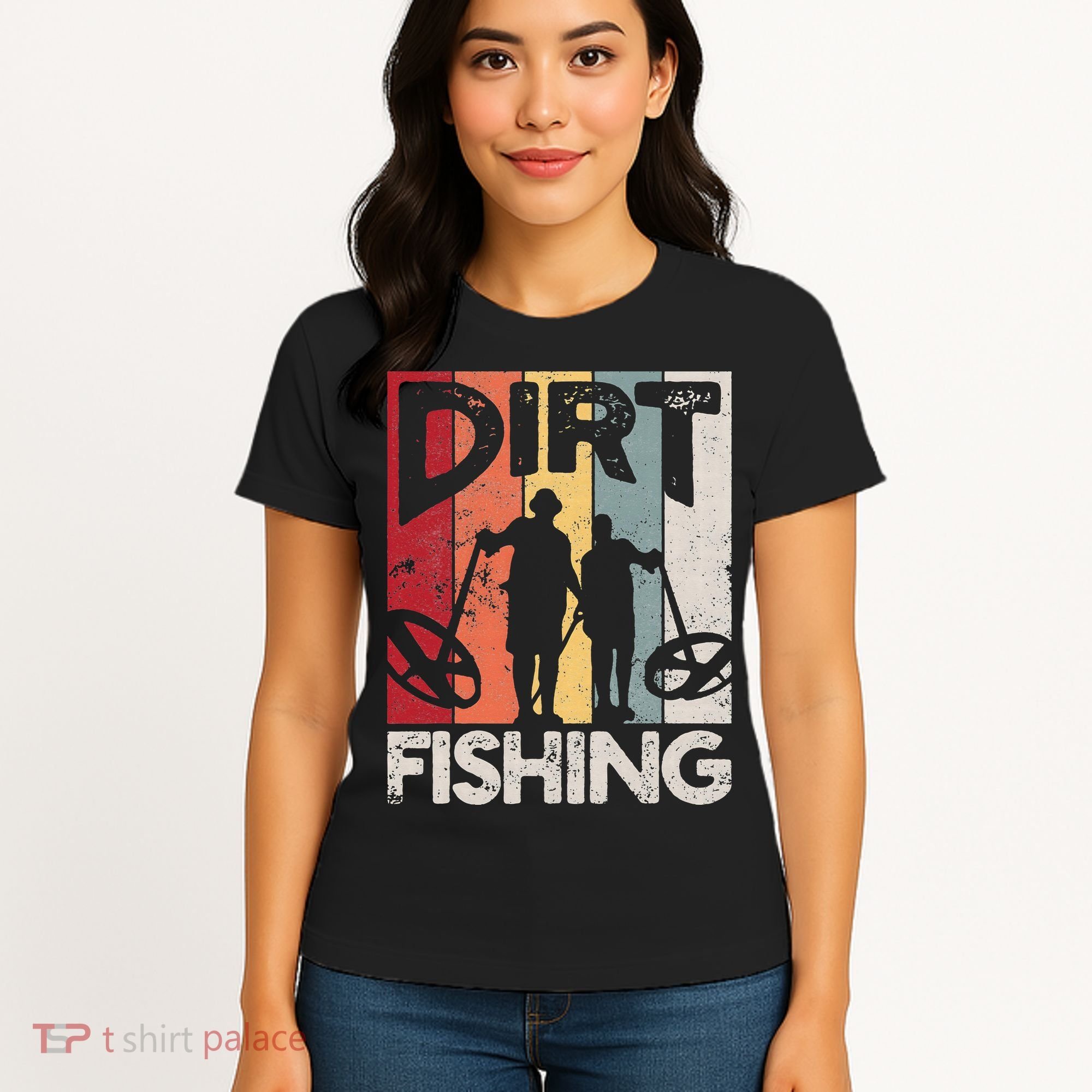 Dirt Fishing Funny Beach Treasure Detecting Metal Detector Women's T-Shirt