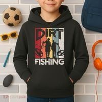 Dirt Fishing Funny Beach Treasure Detecting Metal Detector Kids Hoodie thumb 2