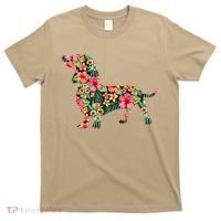 Dachshund Flower Funny Dog Silhouette Floral Gifts Women T-Shirt thumb 0