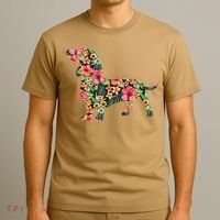 Dachshund Flower Funny Dog Silhouette Floral Gifts Women T-Shirt thumb 3