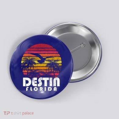 Destin Florida Fl Vintage Retro 70's 80's Style Meaningful Gift Button