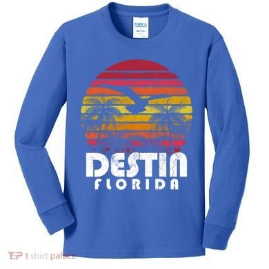 Destin Florida Fl Vintage Retro 70's 80's Style Meaningful Gift Kids Long Sleeve Shirt