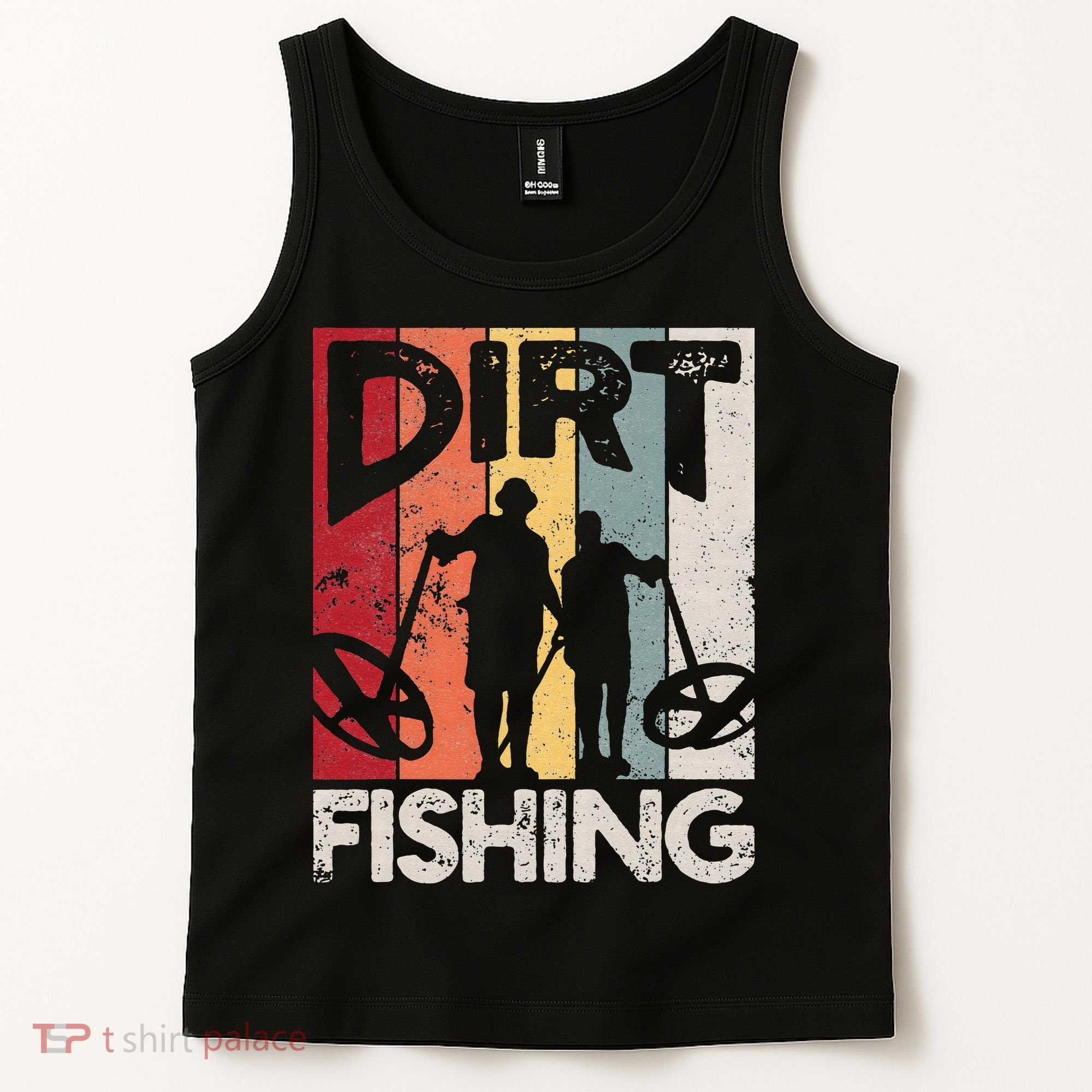 Dirt Fishing Funny Beach Treasure Detecting Metal Detector Tank Top