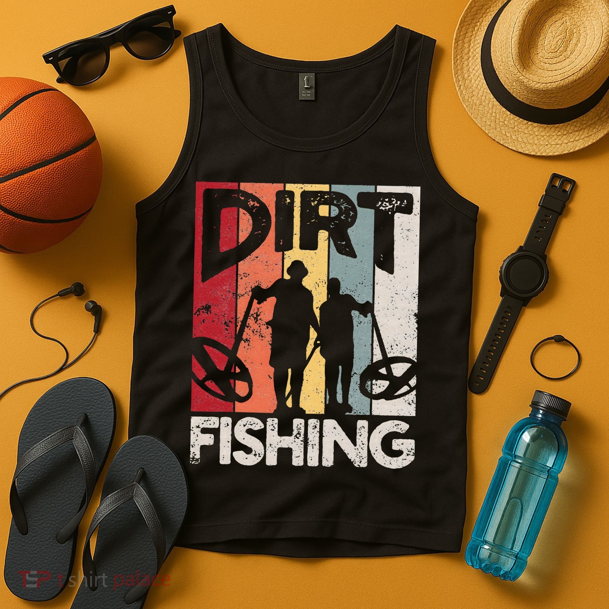 Dirt Fishing Funny Beach Treasure Detecting Metal Detector Tank Top