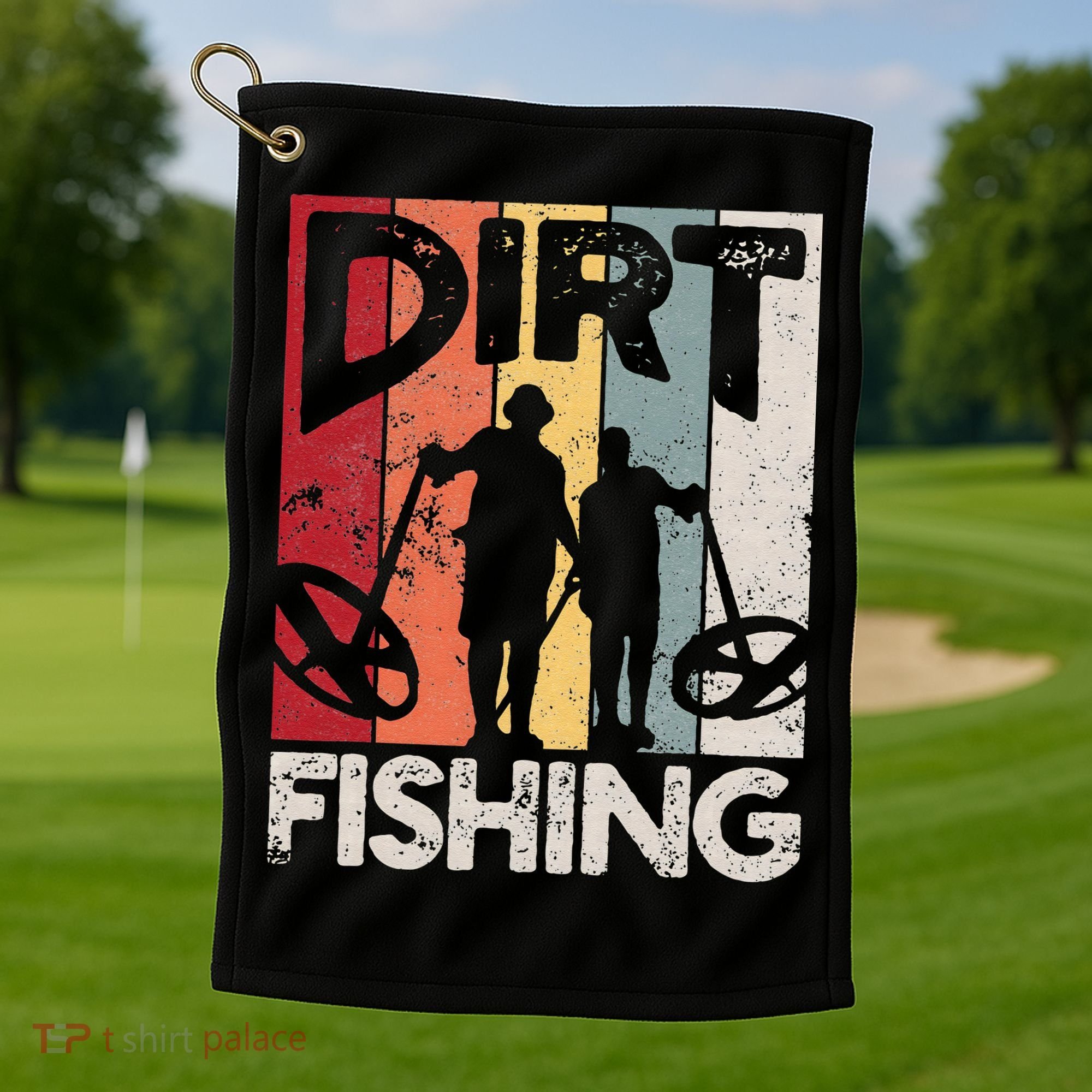 Dirt Fishing Funny Beach Treasure Detecting Metal Detector Golf Towel