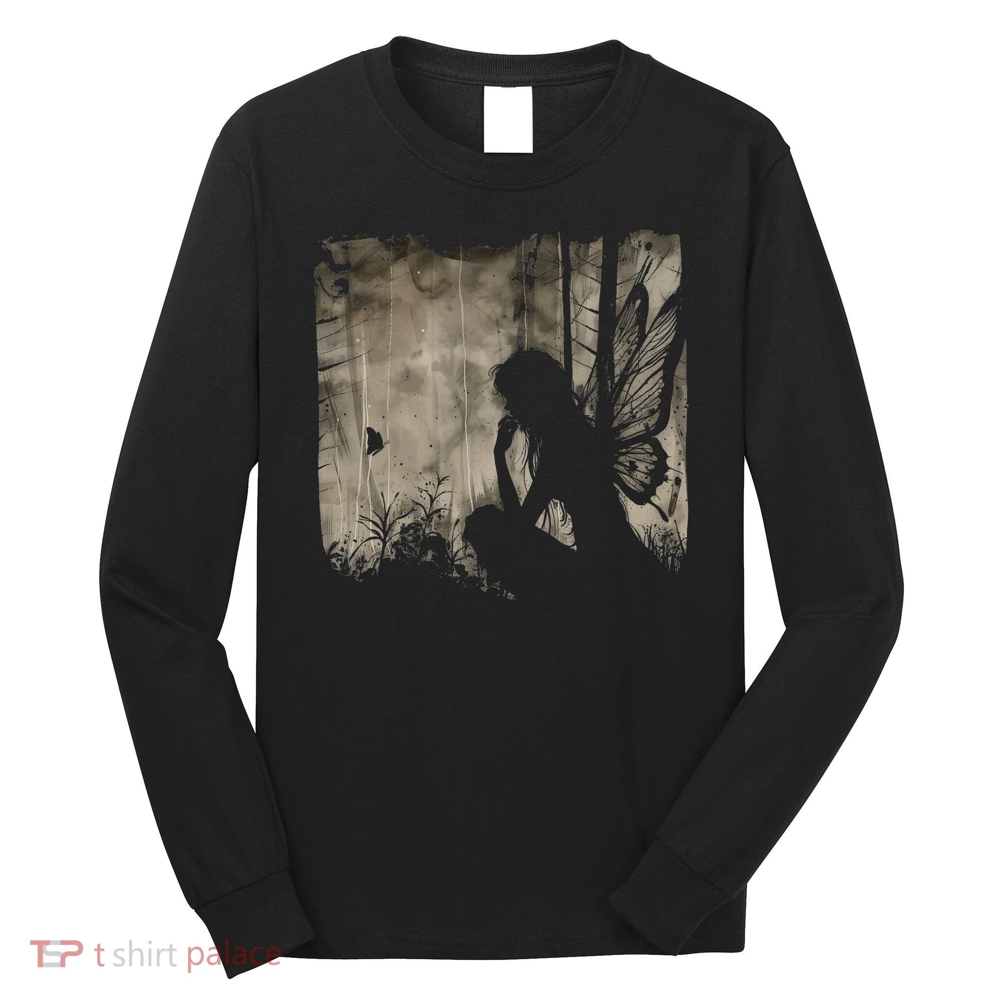 Dark Fairycore Fairy Art Grunge Butterfly Alt Goth Aesthetic Long Sleeve Shirt