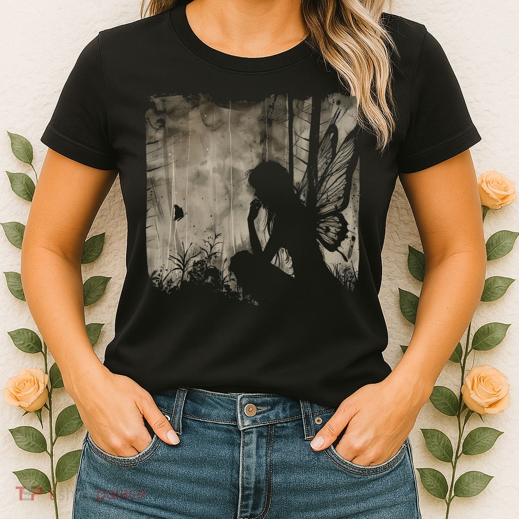 Dark Fairycore Fairy Art Grunge Butterfly Alt Goth Aesthetic Women's T-Shirt