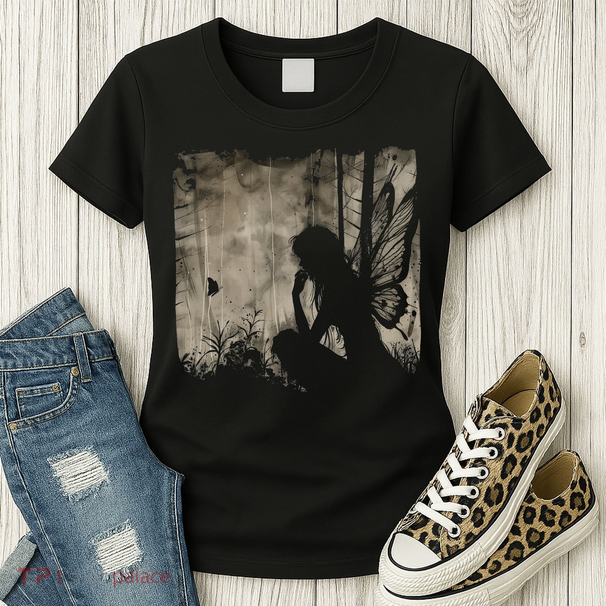 Dark Fairycore Fairy Art Grunge Butterfly Alt Goth Aesthetic Women's T-Shirt