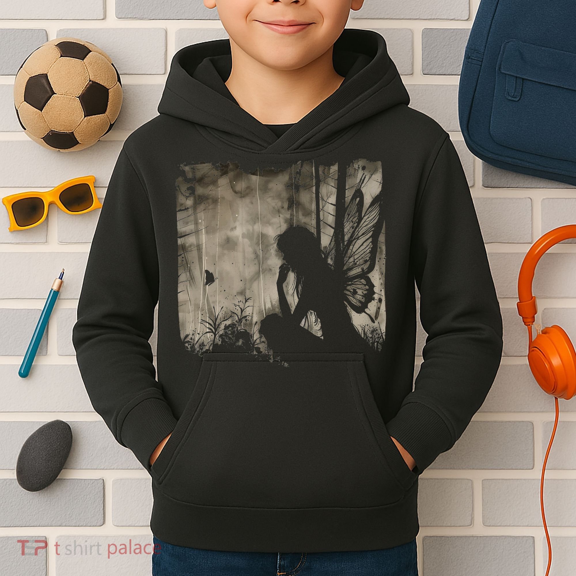 Dark Fairycore Fairy Art Grunge Butterfly Alt Goth Aesthetic Kids Hoodie