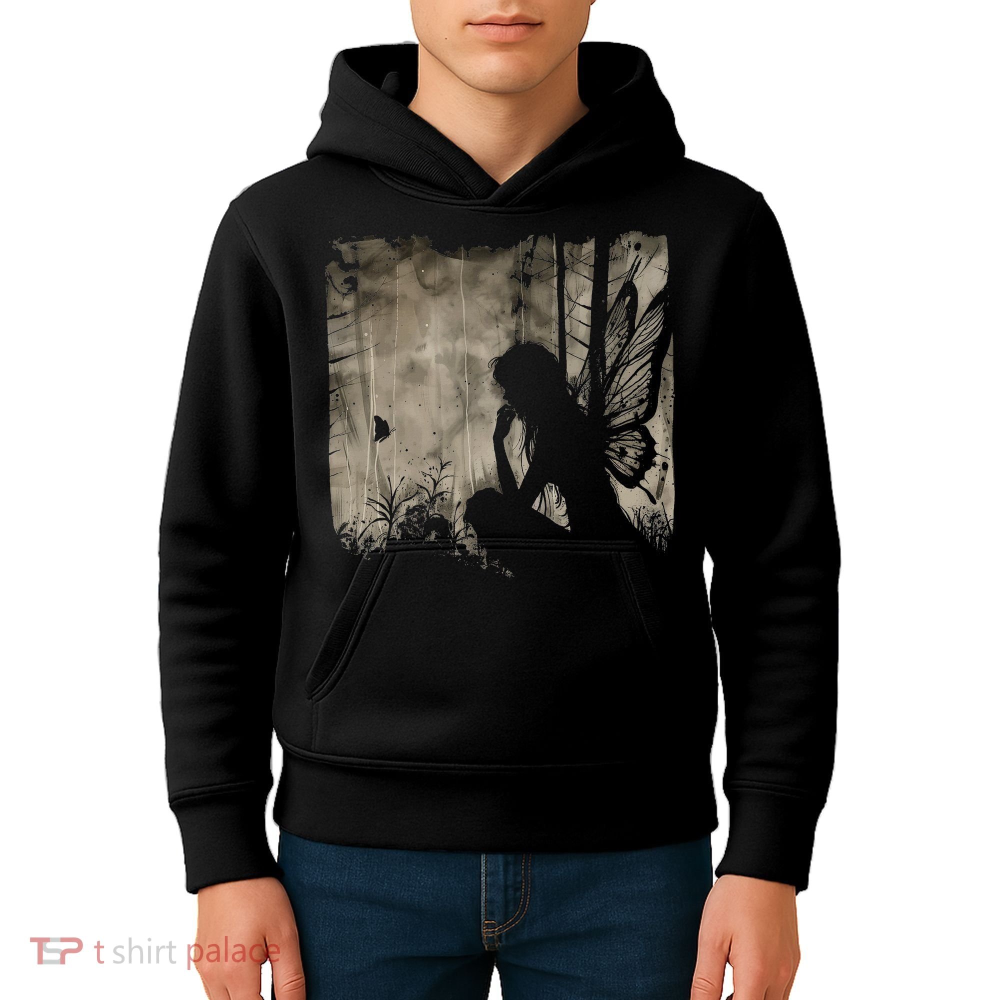 Dark Fairycore Fairy Art Grunge Butterfly Alt Goth Aesthetic Kids Hoodie