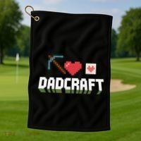 Dadcraft Funny Father's Day Gamer Gift Golf Towel thumb 1
