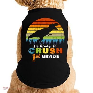 Dinosaur First Grade Im Ready To Crush 1St Grade Gift Doggie Tank