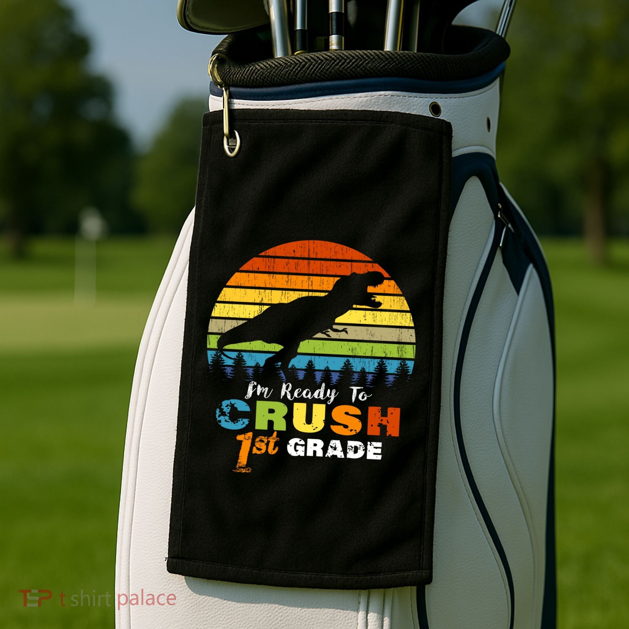 Dinosaur First Grade Im Ready To Crush 1St Grade Gift Golf Towel