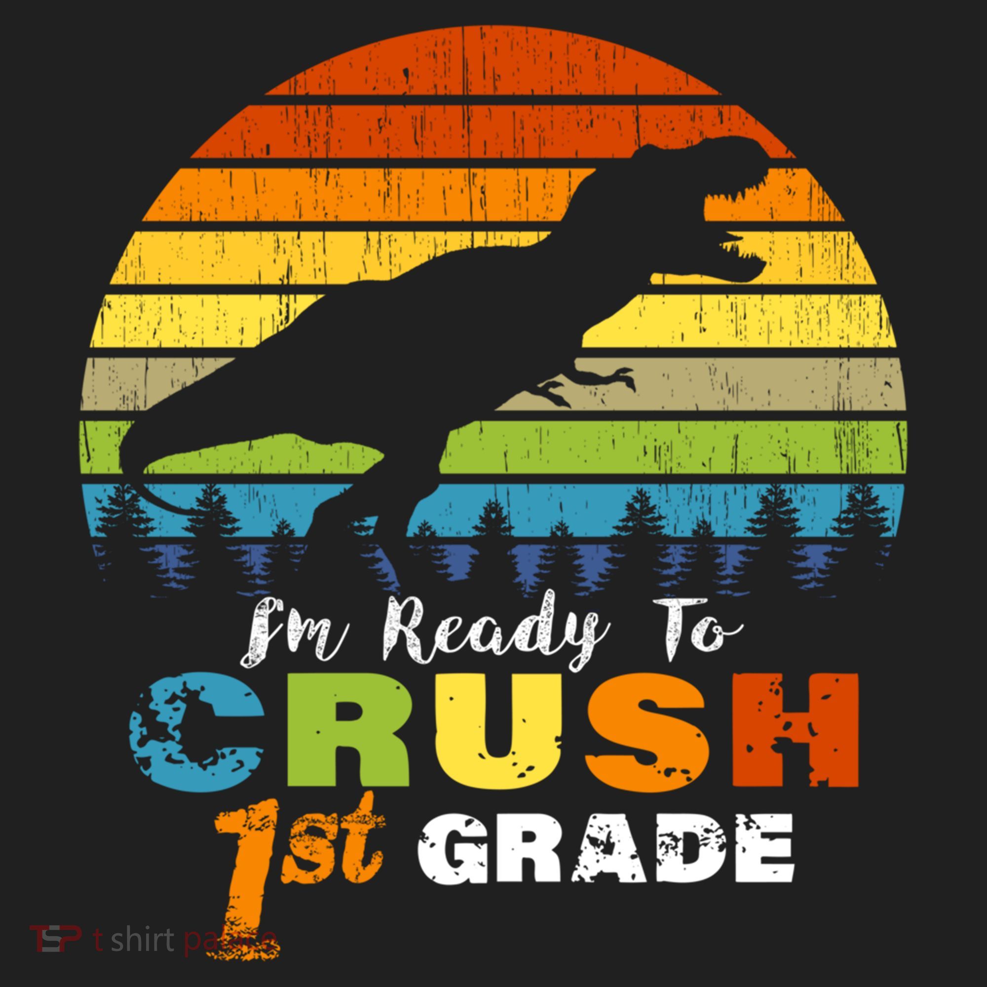 Dinosaur First Grade Im Ready To Crush 1St Grade Gift Golf Towel