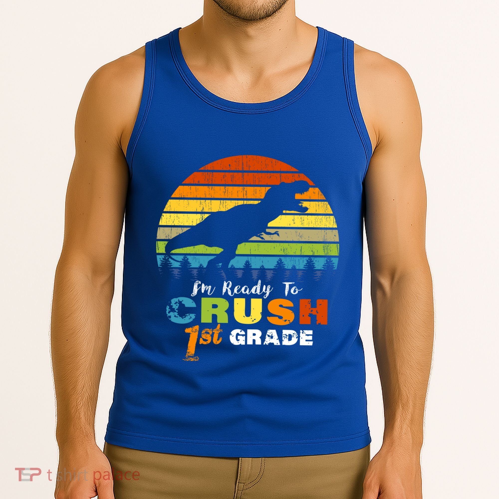 Dinosaur First Grade Im Ready To Crush 1St Grade Gift Tank Top