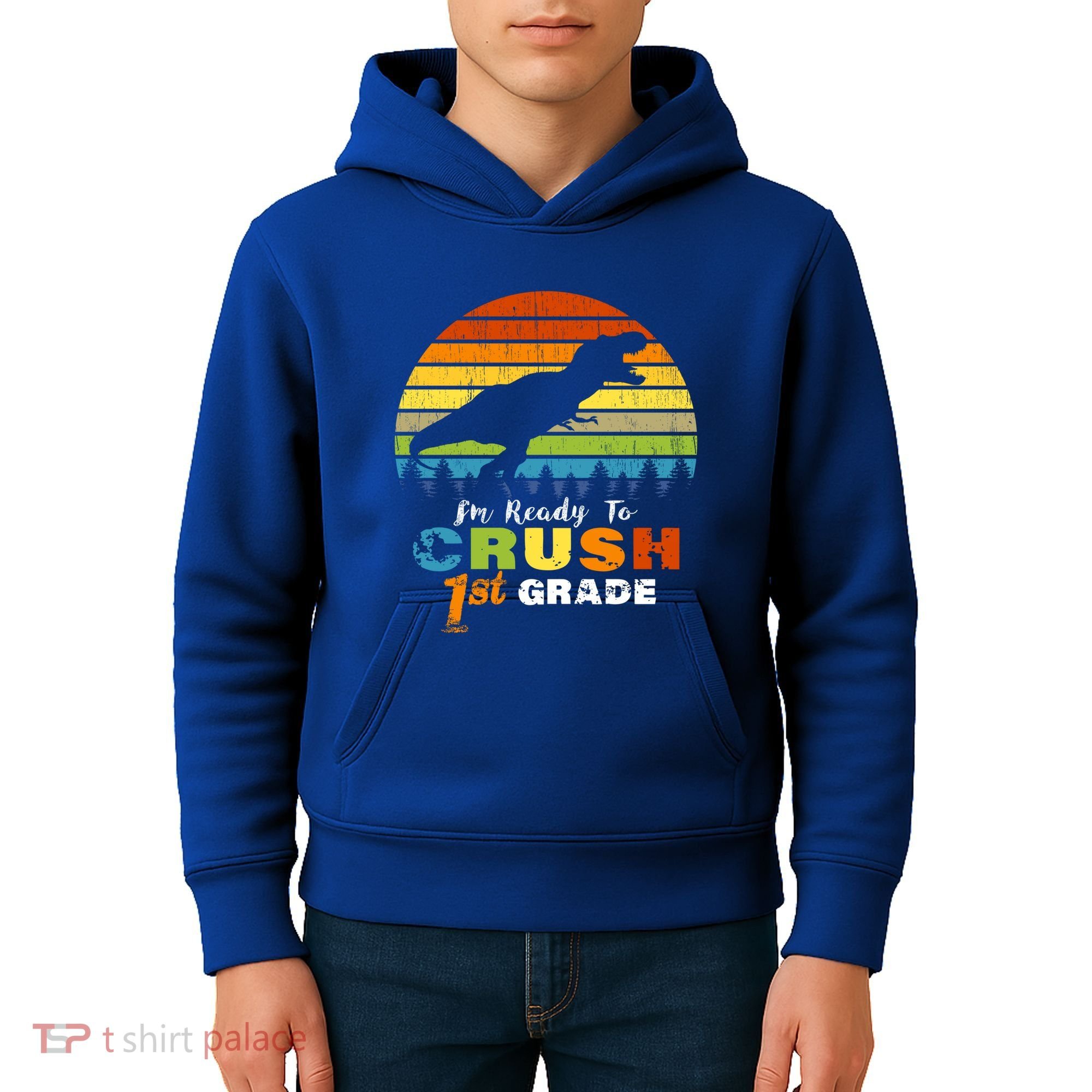 Dinosaur First Grade Im Ready To Crush 1St Grade Gift Kids Hoodie