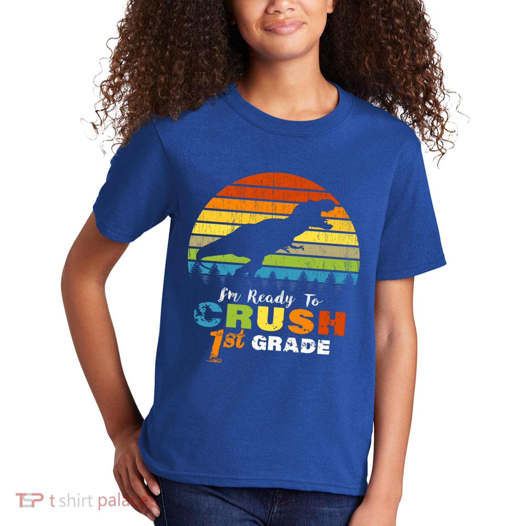 Dinosaur First Grade Im Ready To Crush 1St Grade Gift Kids T-Shirt