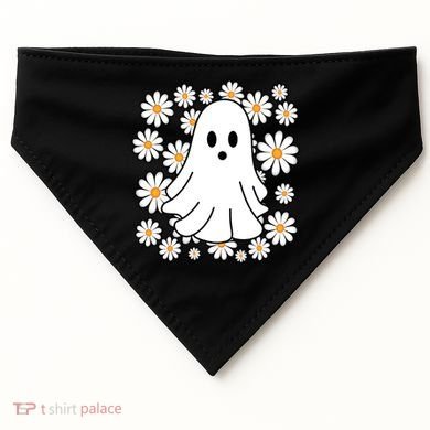 Daisy Floral Ghost Cute Halloween USA-Made Doggie Bandana