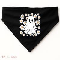 Daisy Floral Ghost Cute Halloween USA-Made Doggie Bandana thumb 0