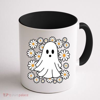 Daisy Floral Ghost Cute Halloween Coffee Mug back