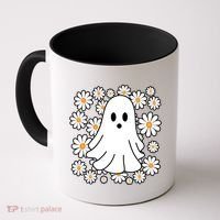 Daisy Floral Ghost Cute Halloween Coffee Mug thumb 0