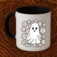Daisy Floral Ghost Cute Halloween Coffee Mug thumb 2