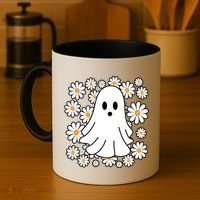 Daisy Floral Ghost Cute Halloween Coffee Mug thumb 4