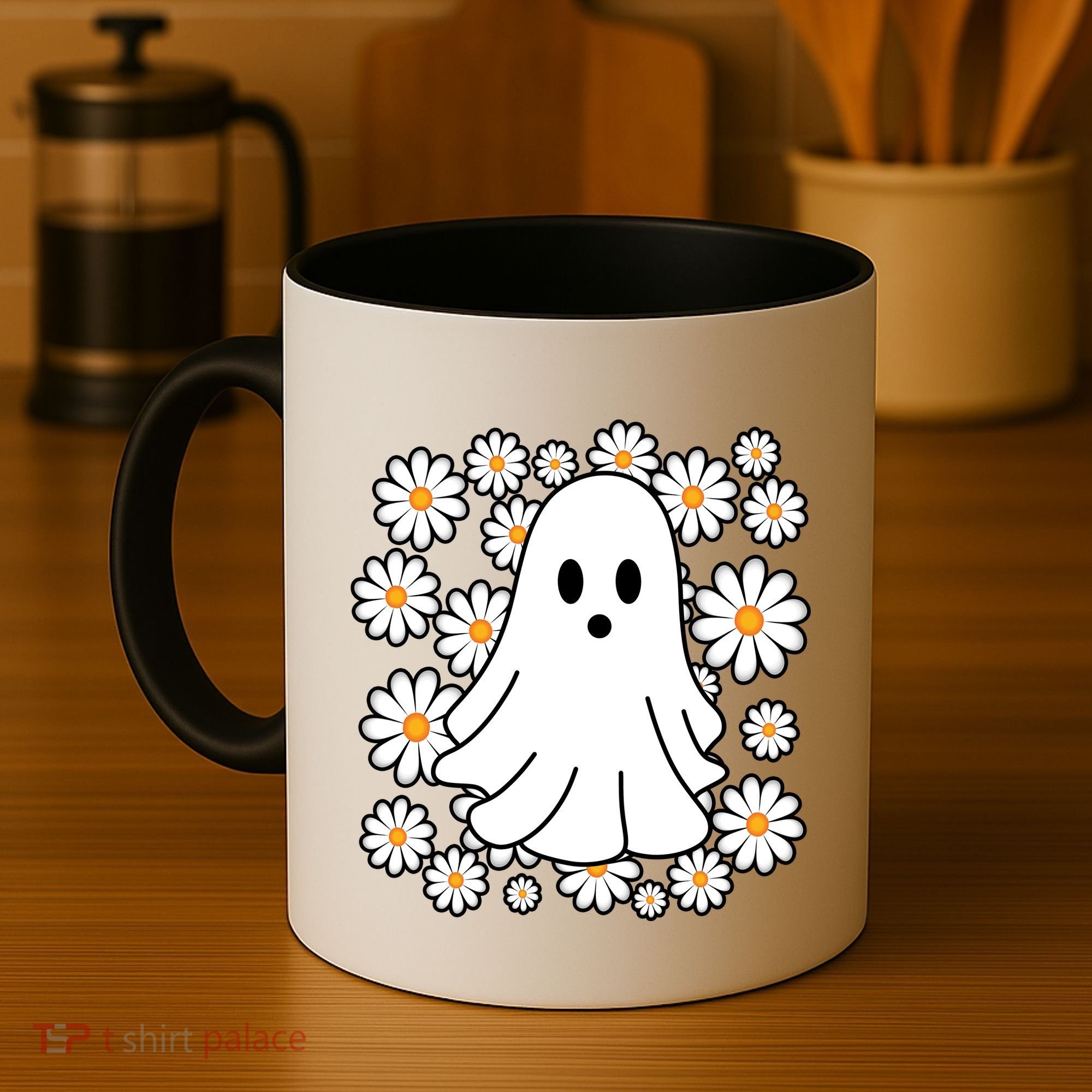 Daisy Floral Ghost Cute Halloween Coffee Mug